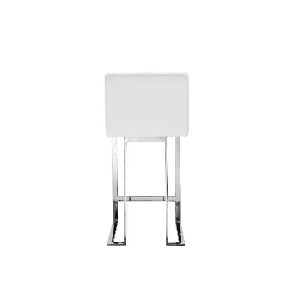Boly 26 Inch Counter Height Chair, White Faux Leather, Foam Cushions, Steel By Casagear Home