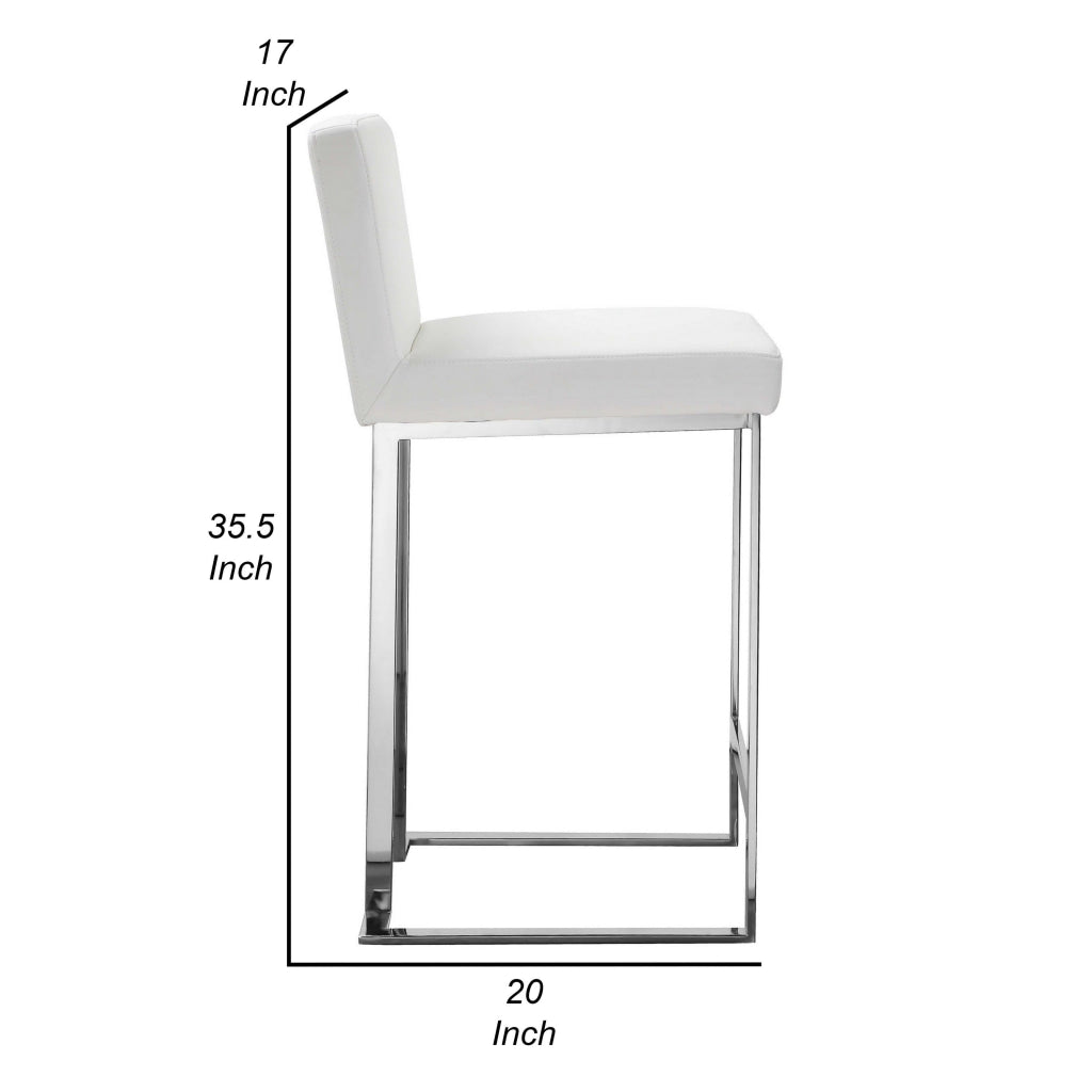 Boly 26 Inch Counter Height Chair White Faux Leather Foam Cushions Steel By Casagear Home BM315110