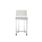 Boly 26 Inch Counter Height Chair, White Faux Leather, Foam Cushions, Steel By Casagear Home