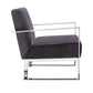 Boly 28 Inch Lounge Chair, Gray Velvet, Foam Cushions, Chrome Steel Base By Casagear Home