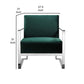Boly 28 Inch Lounge Chair, Green Velvet, Foam Cushions, Chrome Steel Base By Casagear Home