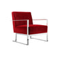 Boly 28 Inch Lounge Chair, Maroon Red Velvet, Cushions, Chrome Steel Base By Casagear Home