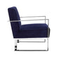 Boly 28 Inch Lounge Chair Navy Velvet Foam Cushions Chrome Steel Base By Casagear Home BM315115