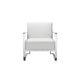 Boly 28 Inch Lounge Chair White Faux Leather Cushions Chrome Steel Base By Casagear Home BM315116