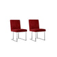 Boly 19 Inch Dining Chair, Set of 2, Maroon Red Velvet, Chrome Steel Base By Casagear Home