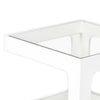 Alex 20 Inch Side End Table, Square Tempered Glass Top, White Solid Wood By Casagear Home