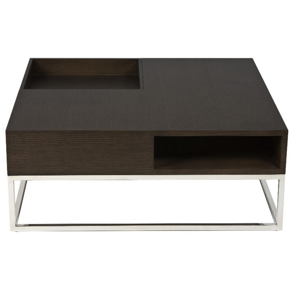 Rina 35 Inch Coffee Table, Removable Tray, Hidden Storage, Espresso Brown By Casagear Home