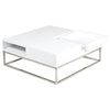 Rina 35 Inch Coffee Table, Removable Tray, Hidden Storage, White Wood By Casagear Home