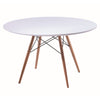 Ben 47 Inch Dining Table Round White Lacquer Tapered Legs Wood Metal By Casagear Home BM315125