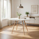 Ben 47 Inch Dining Table, Round White Lacquer, Tapered Legs, Wood, Metal By Casagear Home