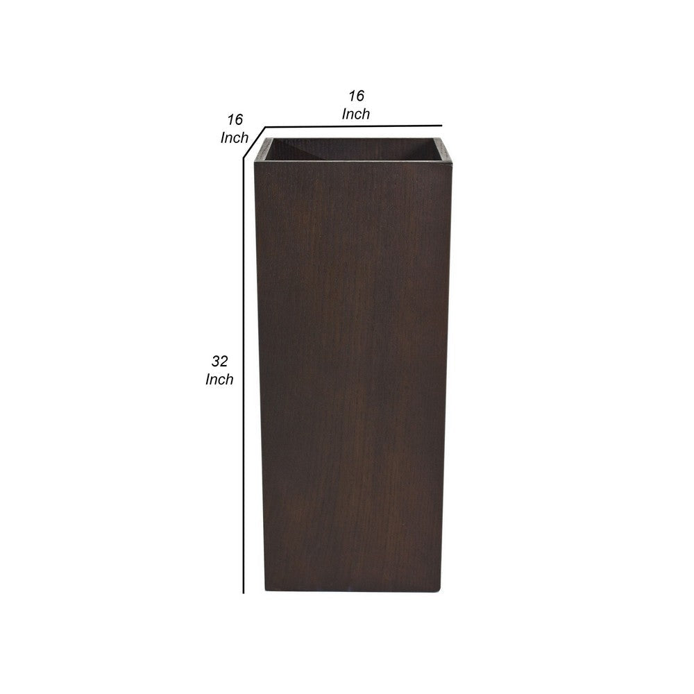 Jo 32 Inch Tall Flower Pot Planter Hidden Indented Box Dark Brown Veneer By Casagear Home BM315129