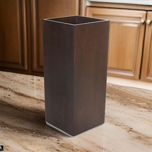 Jo 32 Inch Tall Flower Pot Planter, Hidden Indented Box, Dark Brown Veneer By Casagear Home