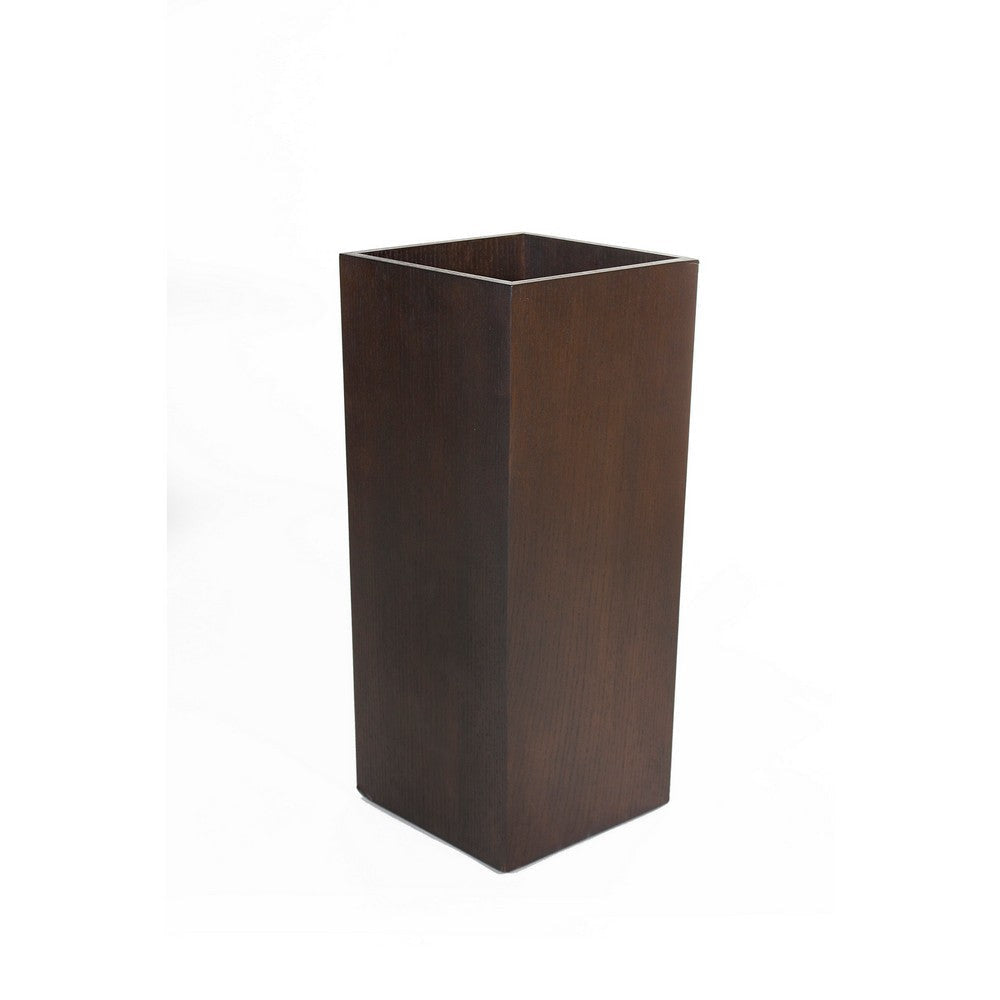 Jo 32 Inch Tall Flower Pot Planter Hidden Indented Box Dark Brown Veneer By Casagear Home BM315129