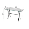 Tia 51 Inch Office Desk Rectangular Clear Tempered Glass Top Silver Legs By Casagear Home BM315136