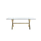 Tia 79 Inch Dining Table Rectangular Tempered Glass Top Gold Clear By Casagear Home BM315137