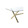 Tia 79 Inch Dining Table Rectangular Tempered Glass Top Gold Clear By Casagear Home BM315137