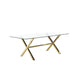 Tia 79 Inch Dining Table Rectangular Tempered Glass Top Gold Clear By Casagear Home BM315137