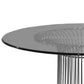 Pima 40 Inch Dining Table, Round Tempered Glass Top, Open Padestal Base By Casagear Home