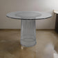 Pima 40 Inch Dining Table Round Tempered Glass Top Open Padestal Base By Casagear Home BM315141