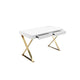 Rix 47’’ Office Desk 2 Drawers Gold Metal Base White by Casagear Home BM315142