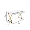 Rix 47’’ Office Desk 2 Drawers Gold Metal Base White by Casagear Home BM315142