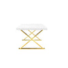 Rix 87 Inch Dining Table, Rectangular White Top, Gold Finished Metal Base By Casagear Home