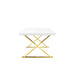 Rix 87 Inch Dining Table, Rectangular White Top, Gold Finished Metal Base By Casagear Home