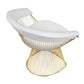 Mimi 27 Inch Accent Armchair Gold Slatted Padded Back White Faux Leather By Casagear Home BM315144