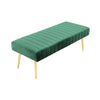 Lida 45 Inch Bench Cushioned Channel Tufting Green Velvet Upholstery Gold By Casagear Home BM315145