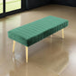 Lida 45 Inch Bench Cushioned Channel Tufting Green Velvet Upholstery Gold By Casagear Home BM315145