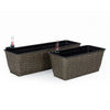Wiki Self Watering Planter Set of 2, Hand Woven Rattan, Dark Gray Finish By Casagear Home