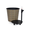 Hema 13 Inch Self Watering Planter, Hand Woven Rattan Wicker, Brown Finish By Casagear Home