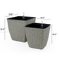 Aly Self Watering Planter Set of 2, Intricately Hand Woven Rattan, Gray By Casagear Home