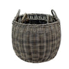 Storage and Laundry Basket Set of 2, Round Handles, Hand Woven Wicker, Gray By Casagear Home