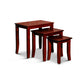 Yoni 3 Piece Nesting Side Table Set, Square, Flared Legs, Cherry Brown Wood By Casagear Home