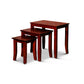 Yoni 3 Piece Nesting Side Table Set, Square, Flared Legs, Cherry Brown Wood By Casagear Home