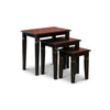 Yoni 3 Piece Nesting Side Table Set, Square, Flared Legs, Dark Brown Wood By Casagear Home