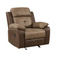 Emma 38 Inch Manual Glider Recliner Chair, Brown Microfiber, Solid Wood By Casagear Home