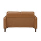 Stark 54 Inch Loveseat Brown Faux Leather Track Style Arms Solid Wood By Casagear Home BM315170