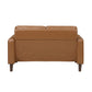 Stark 54 Inch Loveseat Brown Faux Leather Track Style Arms Solid Wood By Casagear Home BM315170