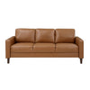 Stark 77 Inch Sofa Brown Faux Leather Track Style Arms Solid Wood Frame By Casagear Home BM315171