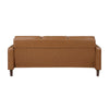 Stark 77 Inch Sofa, Brown Faux Leather, Track Style Arms, Solid Wood Frame By Casagear Home