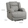 Kate 37 Inch Manual Recliner Chair, Cushions, Gray Microfiber, Solid Wood By Casagear Home