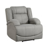 Kate 37 Inch Power Recliner Chair, USB, Gray Microfiber, Solid Wood By Casagear Home