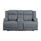 Kate 71 Inch Double Manual Recliner Loveseat Center Console Blue Fabric By Casagear Home BM315182