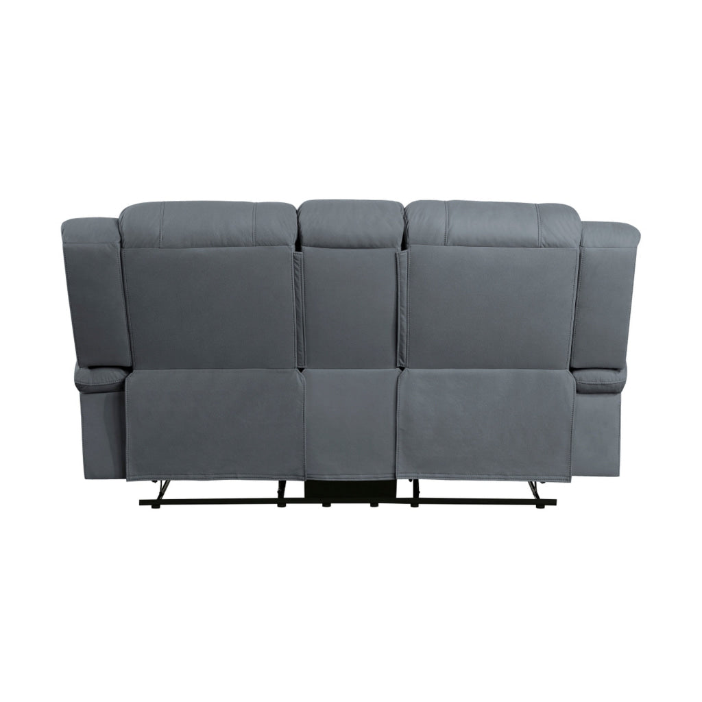 Kate 71 Inch Double Manual Recliner Loveseat Center Console Blue Fabric By Casagear Home BM315182