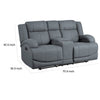 Kate 71 Inch Double Manual Recliner Loveseat Center Console Blue Fabric By Casagear Home BM315182