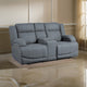 Kate 71 Inch Power Double Recliner Loveseat, Center Console, USB, Blue By Casagear Home