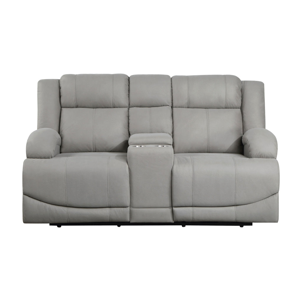 Kate 71 Inch Power Double Recliner Loveseat Center Console USB Gray By Casagear Home BM315185