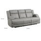 Kate 82 Inch Power Double Recliner Sofa USB Ports Gray Microfiber Wood By Casagear Home BM315188